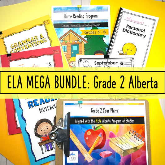 Grade 2 ELA MEGA Bundle - Year Plans, ELA Notebooks, Journals, Home Reading