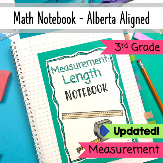 Grade 3 Alberta Math - Measurement: Length/Distance Unit - Interactive Math Notebook