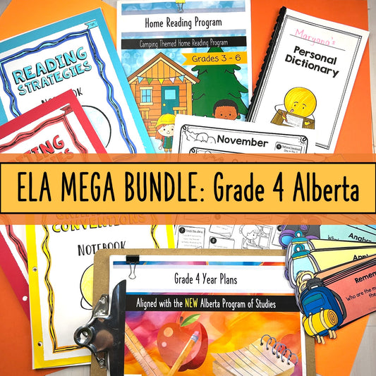 Grade 4 ELA MEGA Bundle - Year Plans, ELA Notebooks, Journals, Home Reading