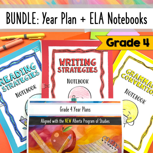 BUNDLE: Grade 4 Year Plans + Language Arts Notebooks - Alberta Aligned!