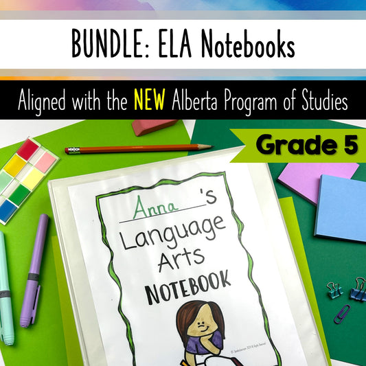 BUNDLE: Grade 5 Language Arts Notebook - Reading, Writing, and Grammar