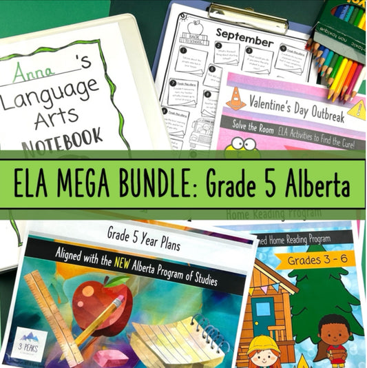 Grade 5 ELA MEGA Bundle - Year Plans, ELA Notebooks, Journals, Home Reading