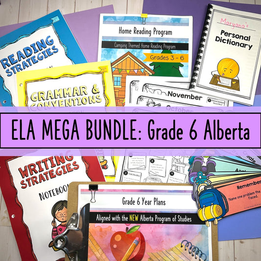 Grade 6 ELA MEGA Bundle - Year Plans, ELA Notebooks, Journals, Home Reading