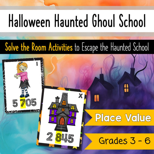 Halloween Solve the Room Math Game Activity - Place Value up to Hundred Thousand