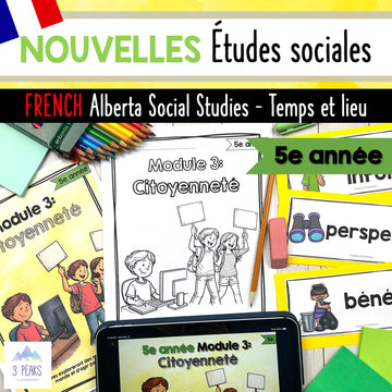 NEW Alberta Grade 5 FRENCH Social Studies - Citoyenneté - Teaching Slides + Workbook