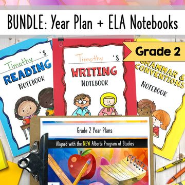 BUNDLE: Grade 2 Year Plans + Language Arts Notebooks - Alberta Aligned!