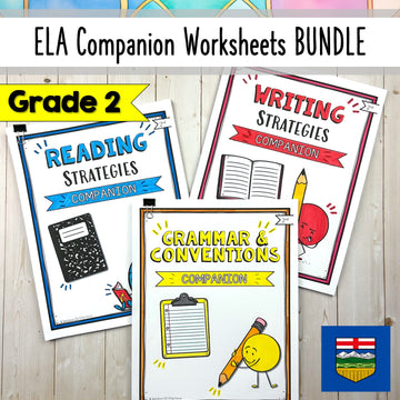 BUNDLE: Grade 2 ELA Companion Pages Bundle | Reading, Writing & Grammar Worksheets | Alberta-Aligned.