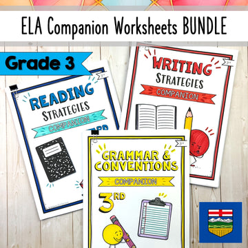 BUNDLE: Grade 3 ELA Companion Pages Bundle | Reading, Writing & Grammar Worksheets | Alberta-Aligned