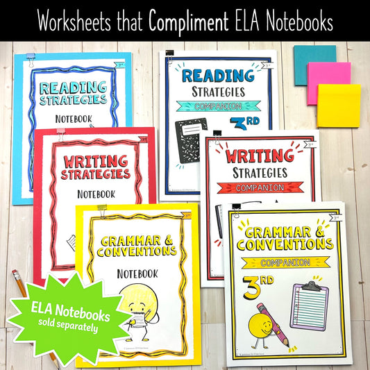 BUNDLE: Grade 3 ELA Companion Pages Bundle | Reading, Writing & Grammar Worksheets | Alberta-Aligned