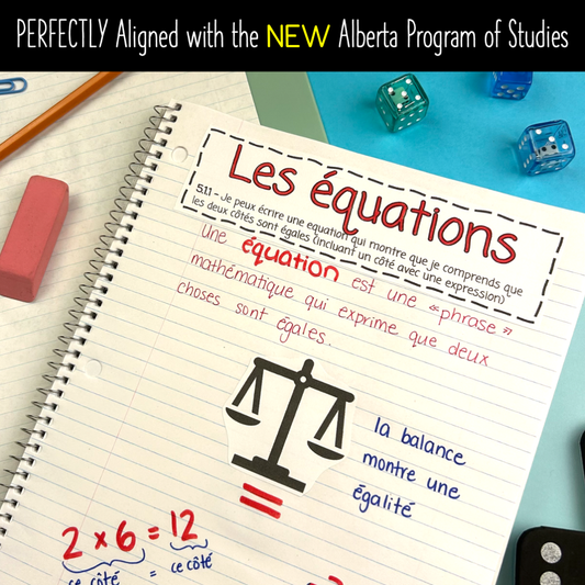Grade 3 Alberta Math French - L'algebre - Algèbra Unit - Interactive Notebook