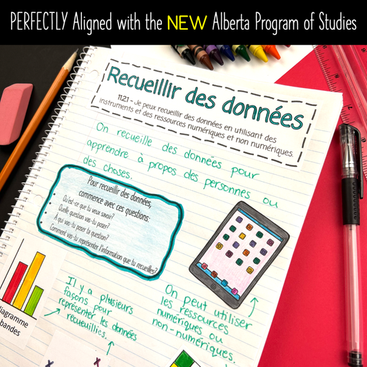 Grade 3 Alberta Math FRENCH - L'analyse des données - Data Analysis Unit - Interactive Notebook