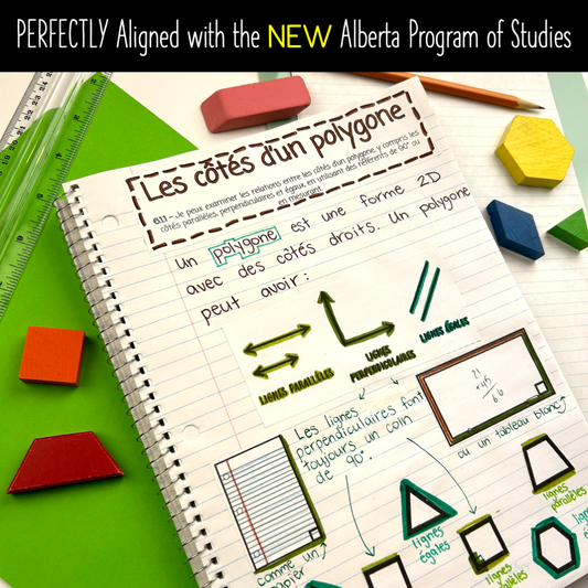 Grade 3 Math Alberta French - Géométrie - Geometry Unit Interactive Notebook