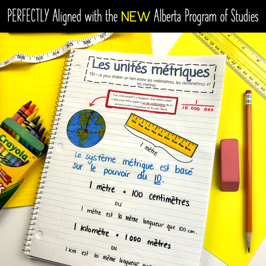 Grade 3 Alberta Math French - La mesure: la longueur - Measurement Notebook