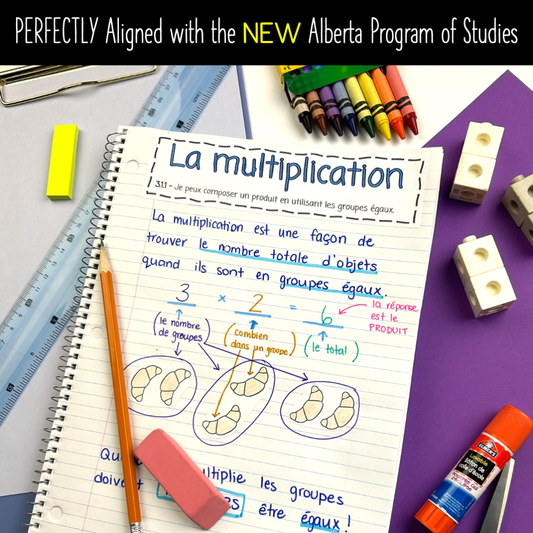 Grade 3 Alberta Math FRENCH - La multiplication et la division Notebook