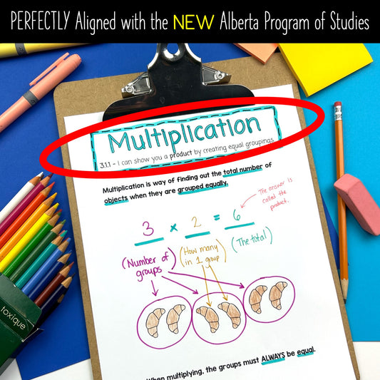 Grade 3 Alberta Math - Multiplication and Division - Interactive Math Notebook
