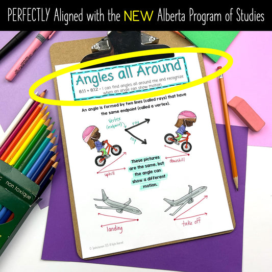 Grade 3 Alberta Math - Angles Unit - Interactive Math Notebook