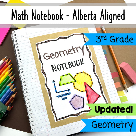 Grade 3 Alberta Math - Geometry Unit - Interactive Math Notebook