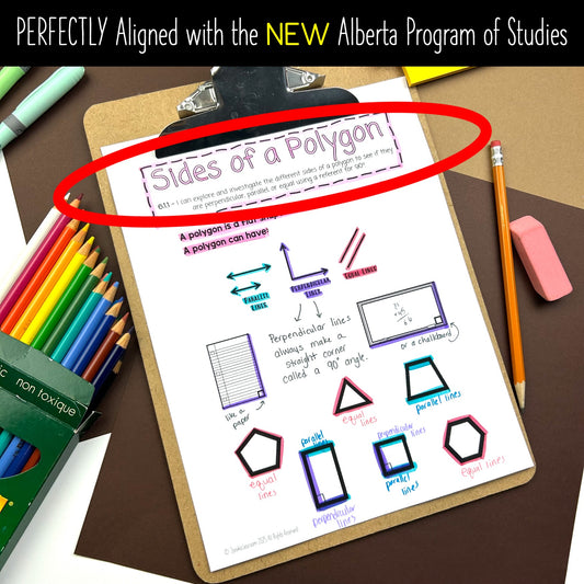Grade 3 Alberta Math - Geometry Unit - Interactive Math Notebook
