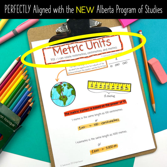 Grade 3 Alberta Math - Measurement: Length/Distance Unit - Interactive Math Notebook