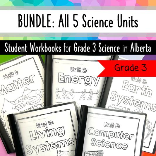 BUNDLE: Grade 3 Science Resources for Alberta Curriculum - Workbooks Activities