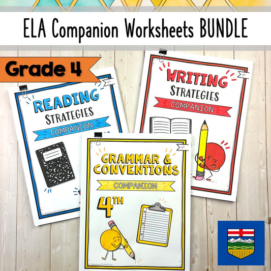 BUNDLE: Grade 4 ELA Companion Pages | Reading, Writing & Grammar Worksheets