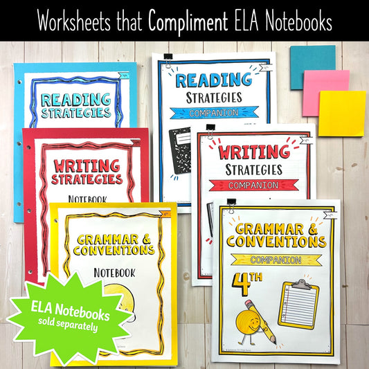 BUNDLE: Grade 4 ELA Companion Pages | Reading, Writing & Grammar Worksheets
