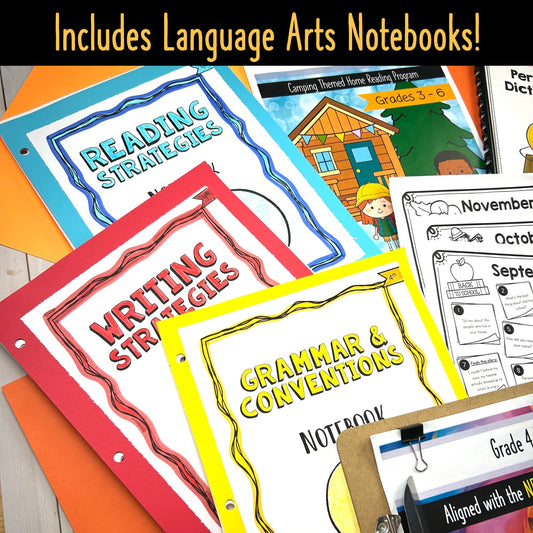 Grade 4 ELA MEGA Bundle - Year Plans, ELA Notebooks, Journals, Home Reading