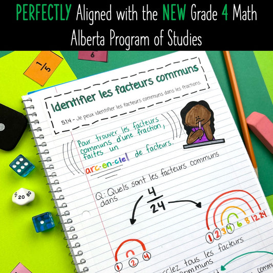 Grade 4 Math Alberta FRENCH - Les fractions et les pourcentages - Notebook
