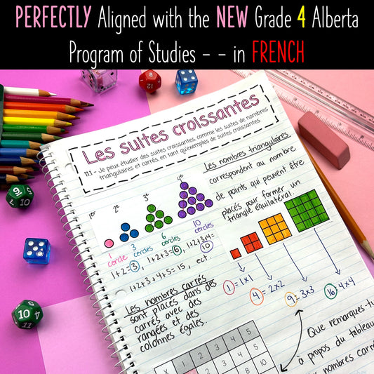 Grade 4 Math Alberta FRENCH - Les suites - Patterns Unit - Interactive Notebook