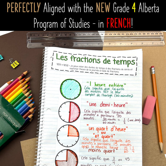 Grade 4 Math Alberta FRENCH - Telling Time - Temps - Interactive Notebook