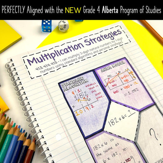 Grade 4 Math Alberta - Multiplication and Division Notebook