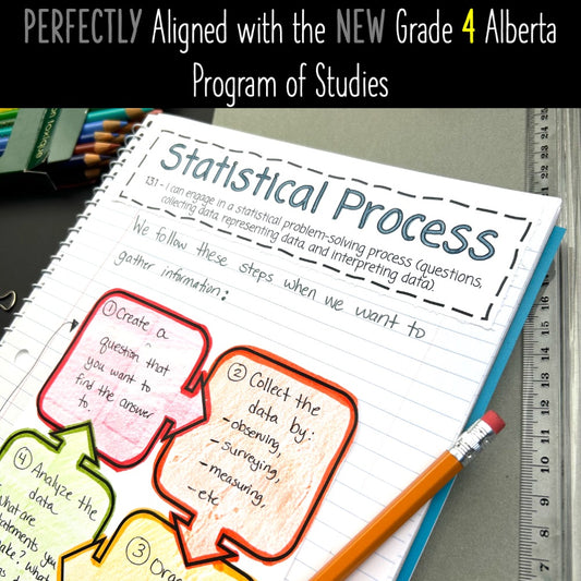 Grade 4 Math Alberta - Statistics Unit - Interactive Math Notebook