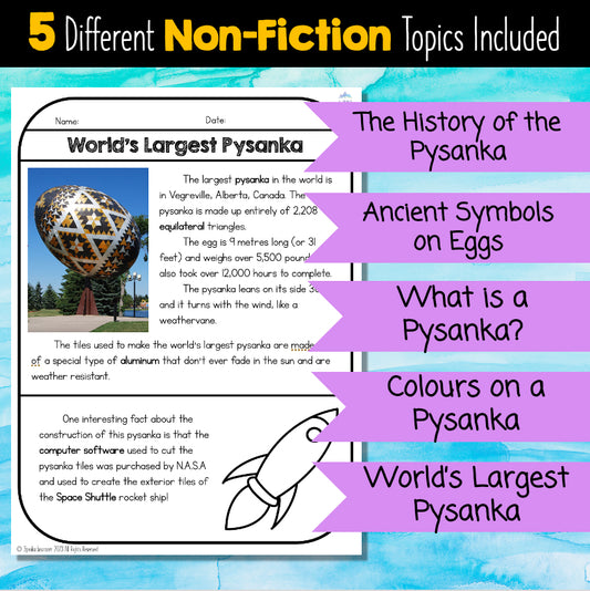 Pysanka Reading Comprehension Non-Fiction Text and Comprehension Questions