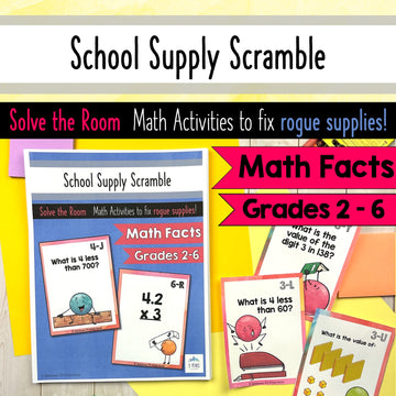 School Supply Scramble - Around the Room Math activity