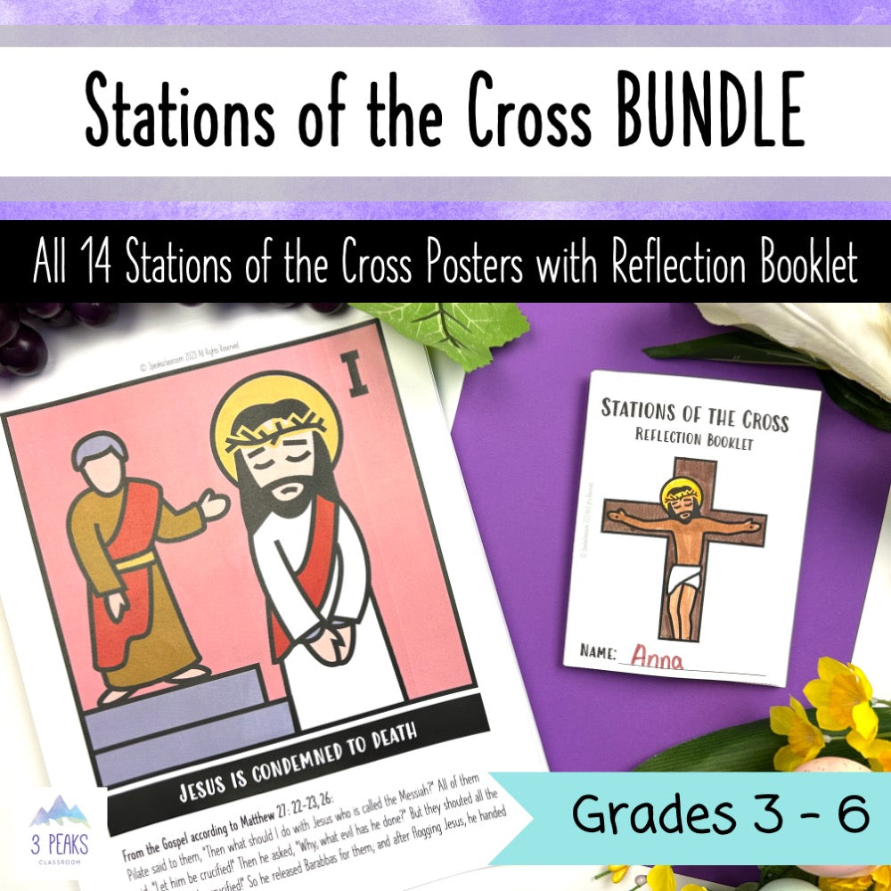 Stations of the Cross BUNDLE: Posters + Reflection Prayer Booklet - Gr ...