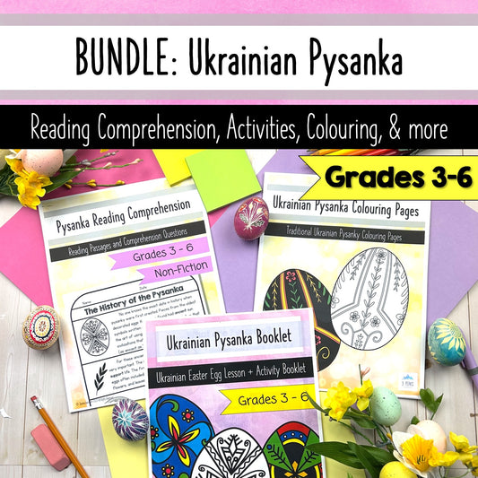 Ukrainian Pysanka Bundle | Easter Activities, Reading Comprehension, Booklet & Coloring Pages
