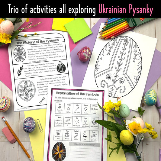 Ukrainian Pysanka Bundle | Easter Activities, Reading Comprehension, Booklet & Coloring Pages