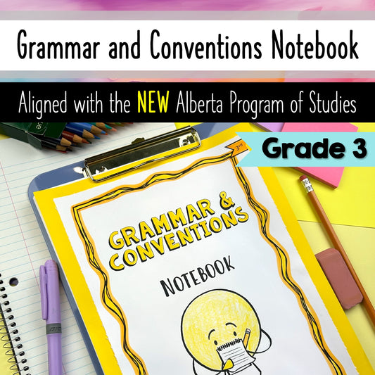 Grade 3 Grammar Notebook - Language Arts - Alberta curriculum aligned