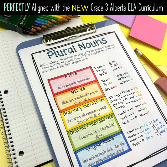 Grade 3 Grammar Notebook - Language Arts - Alberta curriculum aligned